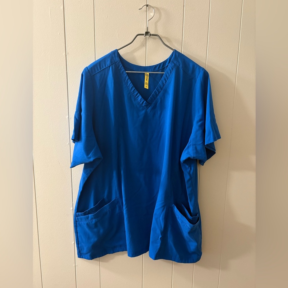 Aero Adult 3XL Blue Scrub Top double pockets unisex EUC medical uniform Doctor